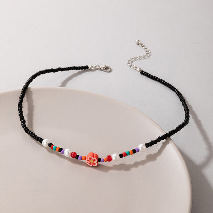 Böhmische schwarze Perlen- und Reisperlen-Halskette im Großhandel