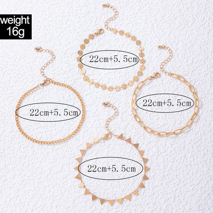 Triangular Alloy Disc Four Layer Anklet