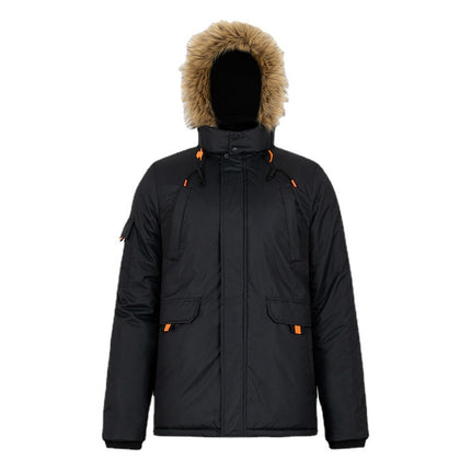 Men's Winter Fleece Thick Padded Casual Mid-length Coat