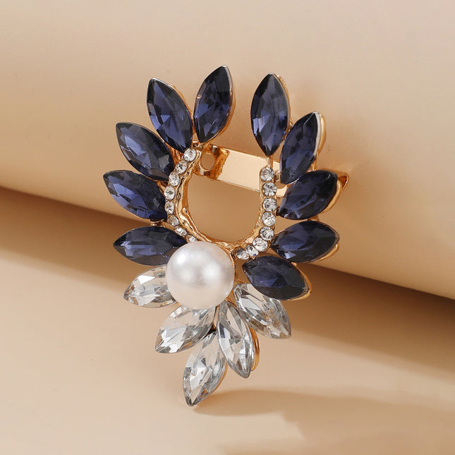 Accesorios de ropa de perlas con incrustaciones geométricas de broche de flor de diamantes de imitación coloridos