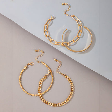 Gold Thick Chain Fashion Bracelet Four Pieces