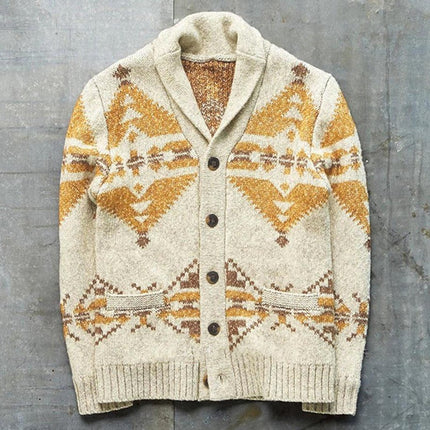 Wholesale Men's Autumn Winter Long Sleeve Jacquard Sweater Jacket Tops