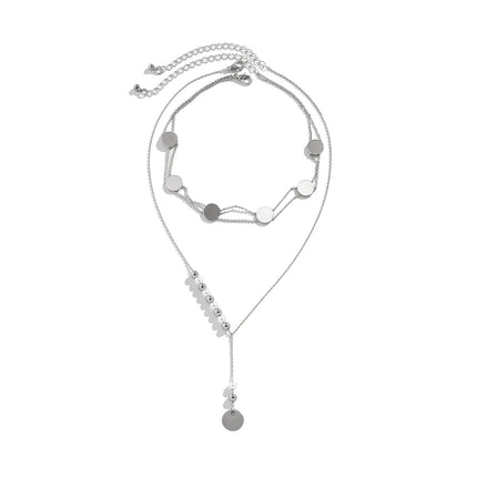 Einfache MetallPaillette-dünne Kettenhalsketten-Perlen-Großhandelshalskette