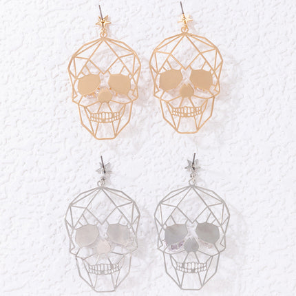 Popular Funny Halloween Golden Skull Face Earrings