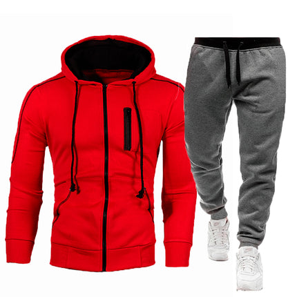 Wholesale Men's Fall Winter Cardigan Hooded Hoodie Jacket Jogger Two Piece Set