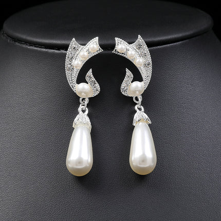 Perlenkette Ohrringe Set Brautmode Legierung Elektro zweiteiliges Set