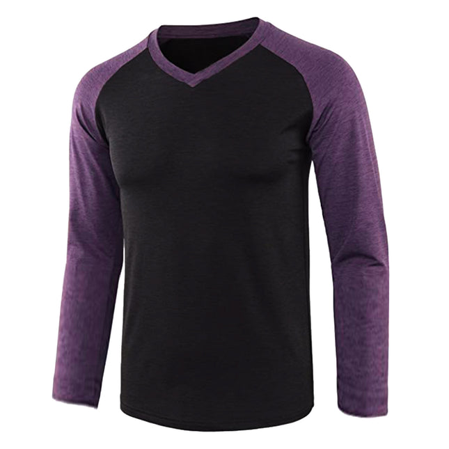 Men's Top Long Sleeve Contrasting Raglan Sleeve T-Shirt