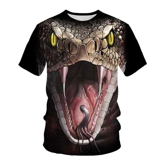 Wholesale Men's Animal Snake Head Digital Printing Short Sleeves T-Shirt