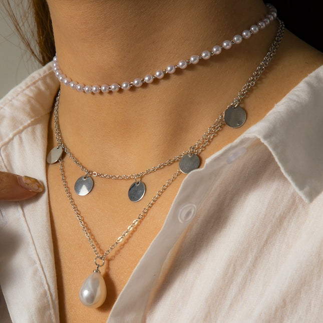 Pearl Tassel Simple Water Drop Pendant Necklace