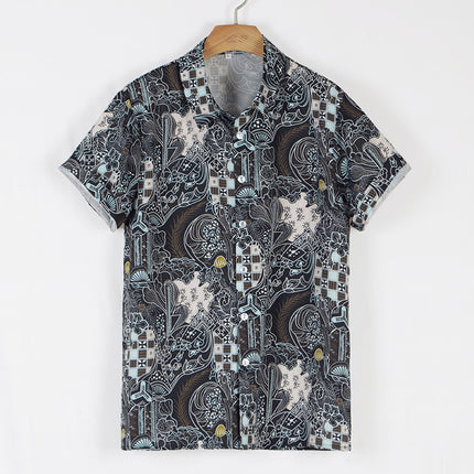 Wholesale Men's Personality Casual Floral Short Sleeve Shirt Top