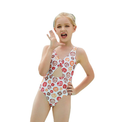 Wholesale Children's Backless Floral One-Piece Swimsuit