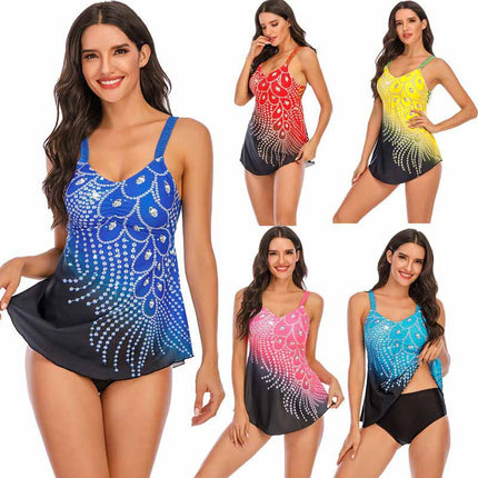 Wholesale Ladies Bikini Bandeau Print Two-piece Plus Size Swimsuit