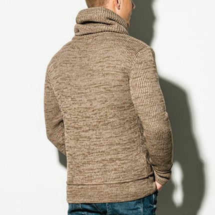 Wholesale Men's Fall Winter Drawstring Stand Collar Long Sleeve Sweater