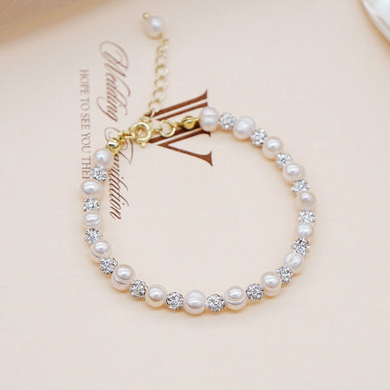 Freshwater Pearl Handmade Bracelet Girls Edition Pearl Bracelet Jewelry Crystal