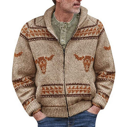 Wholesale Men's Autumn Winter Zipper Cardigan Knitted Sweater Jacket