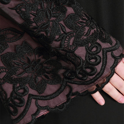 Ladies Plus Size Panel Mulism Abaya Embroidered Cardigan