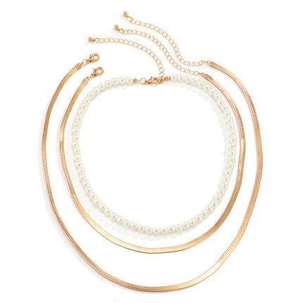 Snake Bone Chain Necklace Simple Imitation Pearl Clavicle Necklace