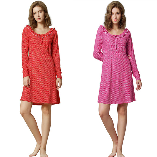Wholesale Ladies Nightdress Polka Dot Short Spring Summer Nightdress