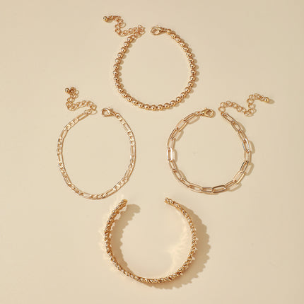 Wholesale Fashion Ball Chain Alloy Gold Chain Bracelet Four Pieces