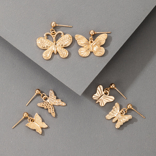 Exaggerated Butterfly Stud Earrings Set