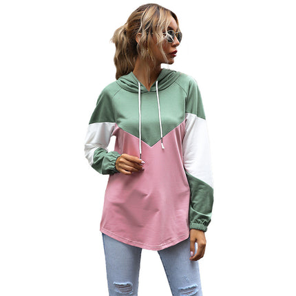 Wholesale Ladies Autumn Winter Casual Sports Stitching  Hooded Hoodie