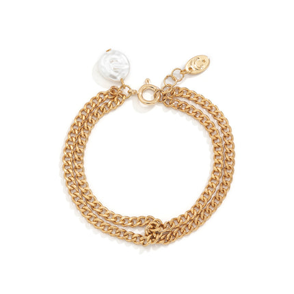Fashion Simple Metal Tag Baroque Pearl Bracelet Set