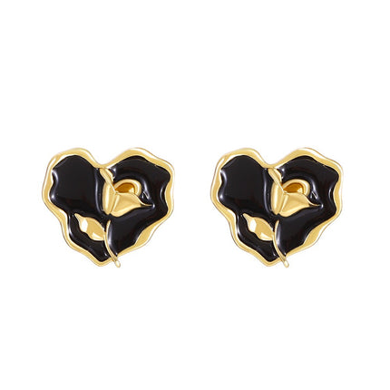 Wholesale Heart Stud Earrings Trendy Black Heart Shaped Earrings