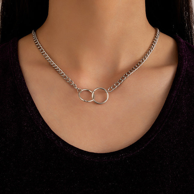 Simple Hip Hop Sweater Chain Ring Chain Single Layer Necklace