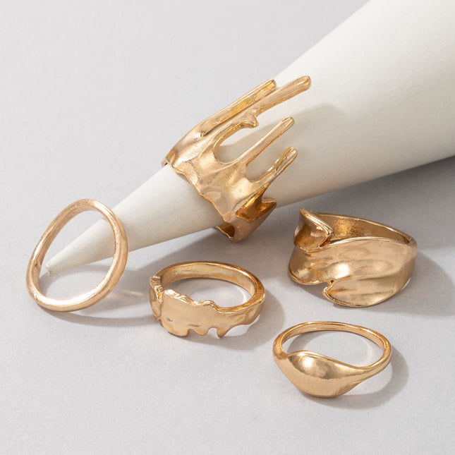 Golden Ring Creative Geometric Irregular Ring Set