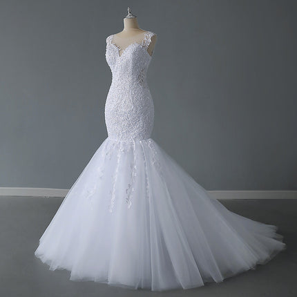 Großhandelsfall-Winter-einfache Meerjungfrau-Spitze-Hochzeits-Kleid