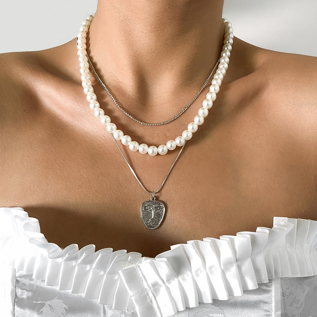 Wholesale Pearl Figure Geometric Choker Necklace