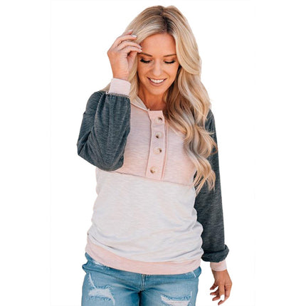 Ladies Contrasting Color Fashion Casual Hoodies