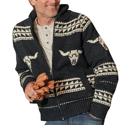Wholesale Men's Fall Winter Long Sleeve Zipper Cardigan Sweater Jacket