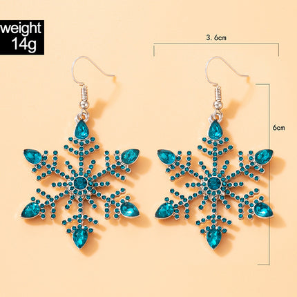 Christmas Blue Snowflake Metal Earrings