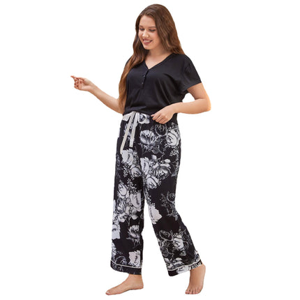Großhandel Damen Plus Size Pyjamas Kunstbaumwolle Kurzarmhose Homewear Set