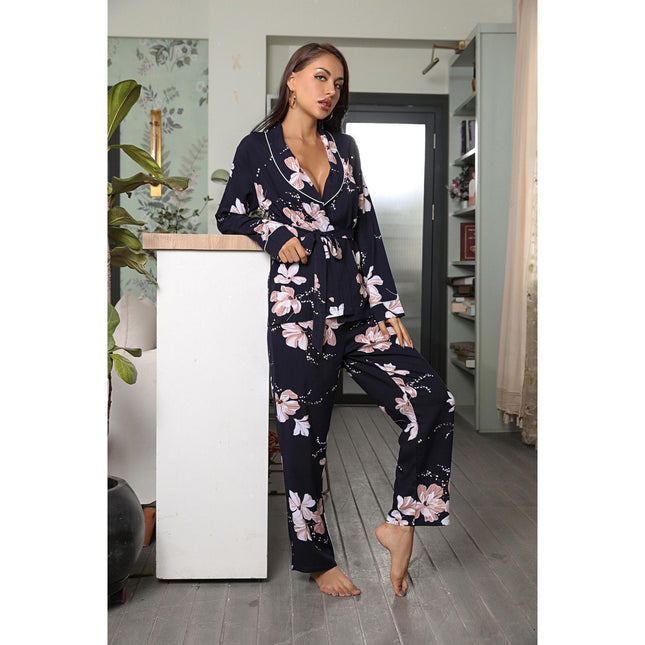 Conjunto de ropa de casa para mujer Pijama de manga larga con cárdigan