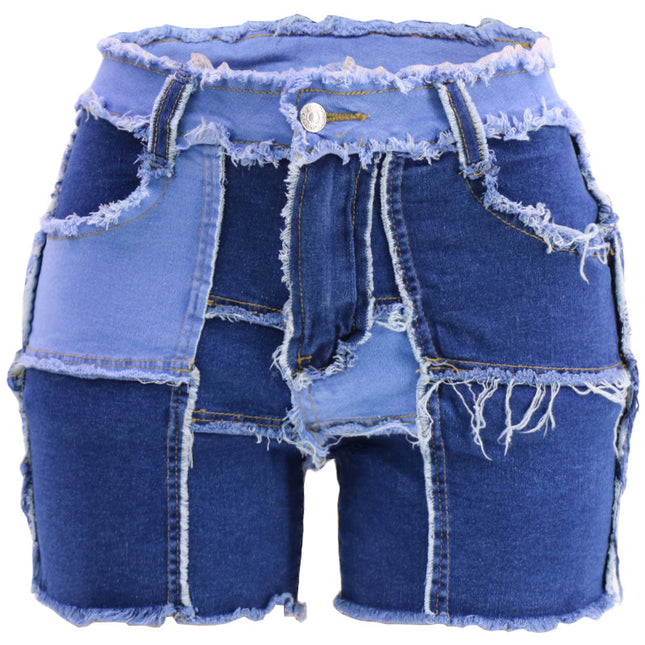 Wholesale Womens' Sexy Elastic High Waist Pack Hip Denim Shorts