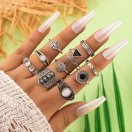 Water Drop Geometric Women's Joint Tail Ring Combination Set Ring