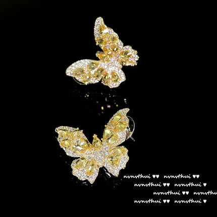 Rosen-Rosa-Schmetterlings-18K vergoldete Zirkon-Herz-Perlen-Ohrringe