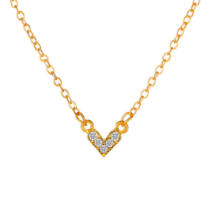 Fashion Heart Pendant Clavicle Chain Rhinestone Heart Necklace