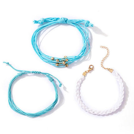 Wholesale Beaded Braided Rice Beads Cord Bracelet Three Pieces