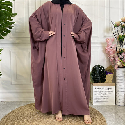 Middle East Dubai Explosion Solid Color Cardigan Robe with Buttons