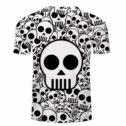 Wholesale Men's Skull 3D Digital Printing Round Neck Short Sleeves T-shirt