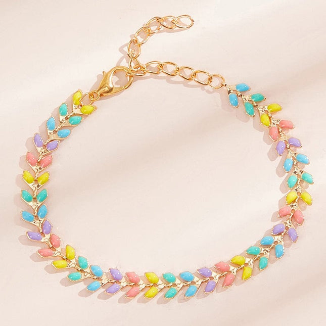 Candy Color Drop Oil Single Layer Geometric Colorful Bracelet