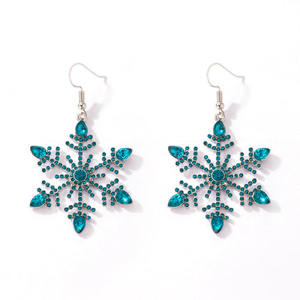 Christmas Blue Snowflake Metal Earrings