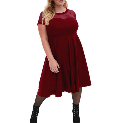 Wholesale Women's Printed Short Sleeve Plus Size Dress