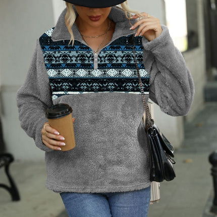 Wholesale Ladies Fleece Pullover Printed Round Neck Long Sleeve Hoodie