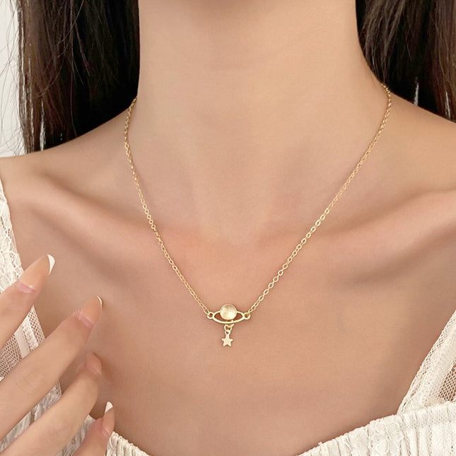 Cosmic Planet Necklace Fashion Star Pendant Clavicle Chain