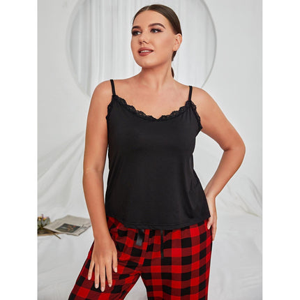 Women's Plus Size Loungewear Backless Camisole Top Trousers Pajamas