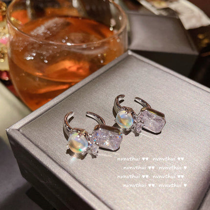 Comercio al por mayor Moda 18K Chapado en oro Zircon Flor Pendientes Ear Clip Set